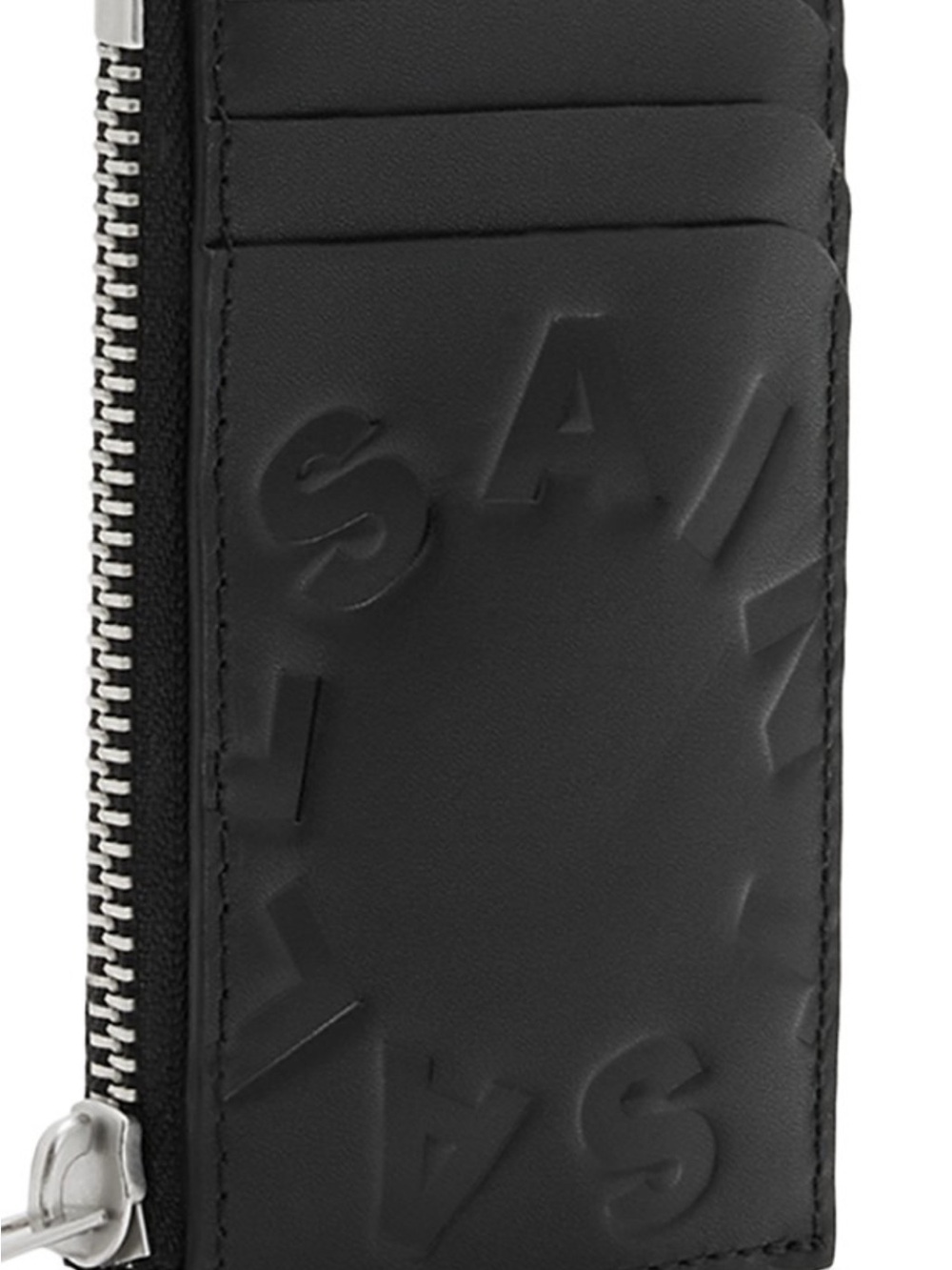 All Saints Black Embossed Leather Zip Card Holder